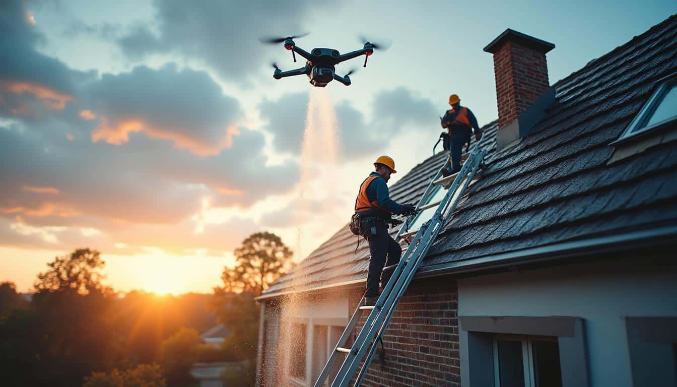 Illustration: Pourquoi privilégier le nettoyage de toiture par drone plutôt que les méthodes traditionnelles ?