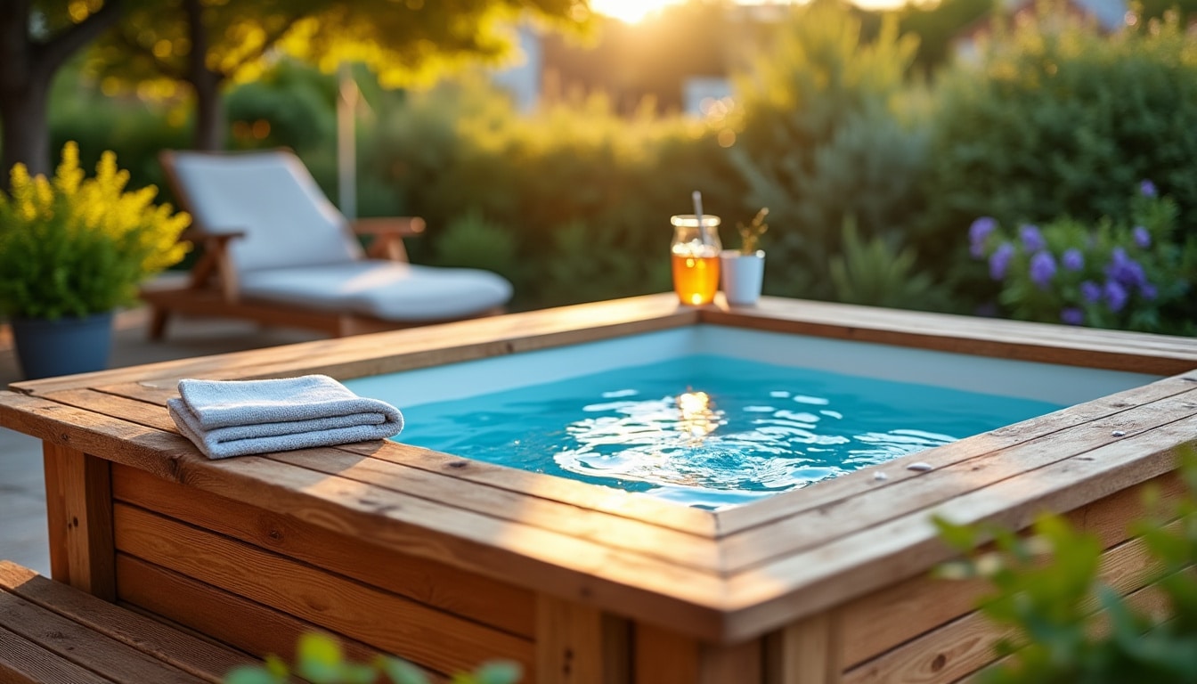 Mini piscine en bois 3x2 : charme et confort dans un petit espace